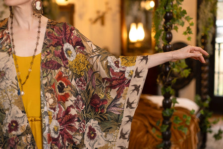 GODDESS DUSTER KIMONO | GOLDEN HOUR FLORAL PRINT-Jackets & Sweaters-MARKET OF STARS-Coriander