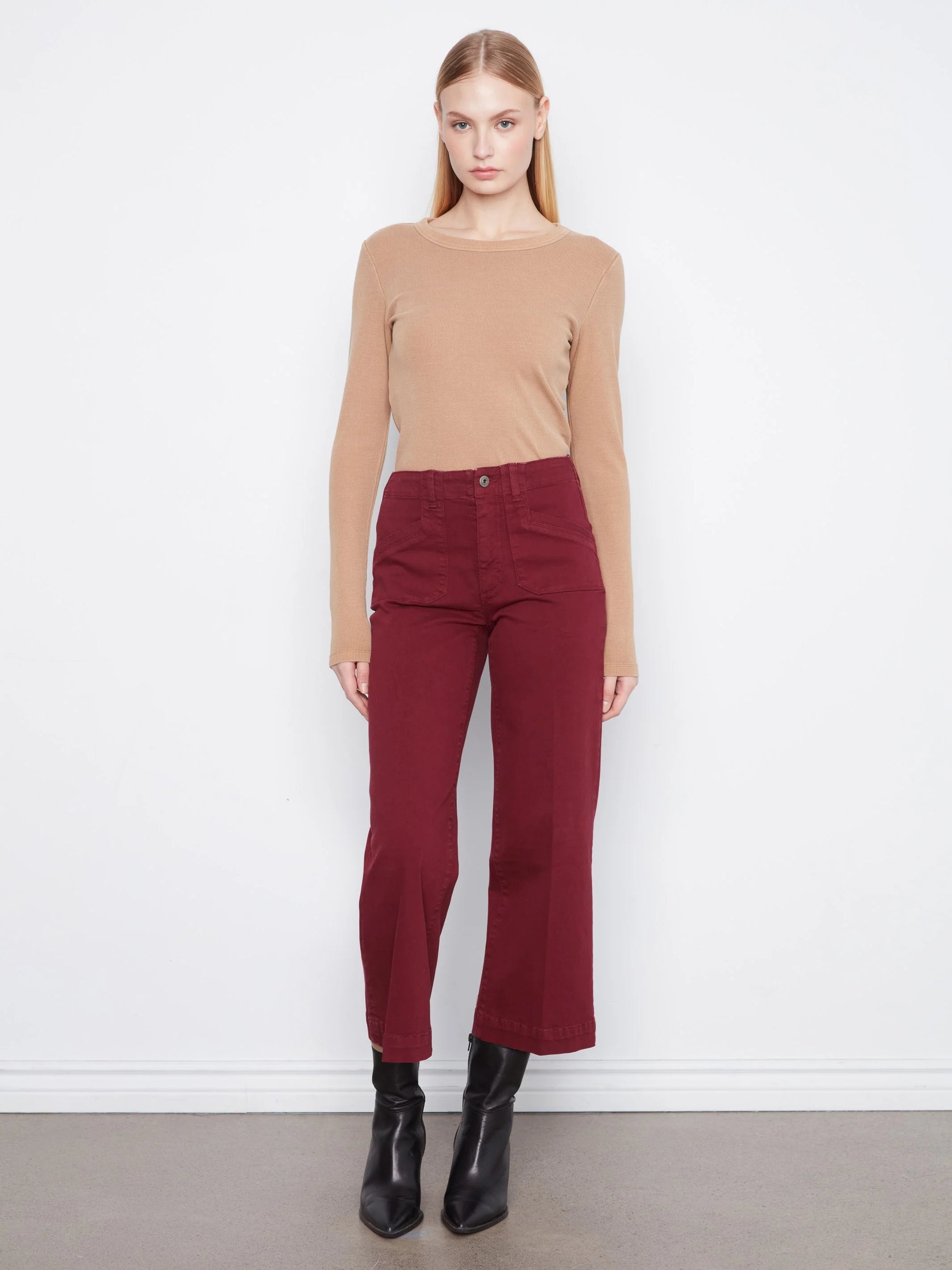 CROPPED WIDE LEG PANTS | MERLOT-Denim-CHARLIE B-2-MERLOT-Coriander