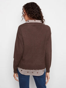 FOOLER SWEATER | V-NECK: COFFEE-Jackets & Sweaters-CHARLIE B-Coriander