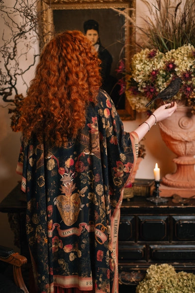 GODDESS STARDUSTER KIMONO | HEART of GOLD with SACRED HEART-Jackets & Sweaters-MARKET OF STARS-Coriander