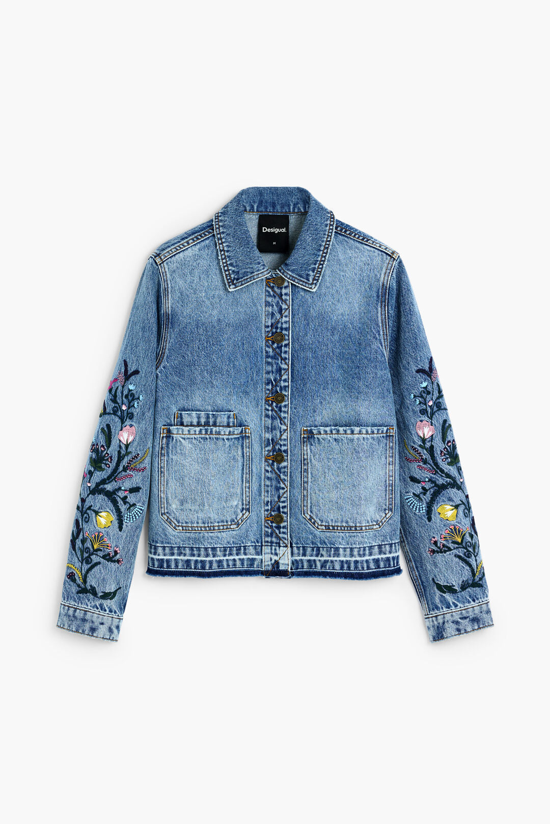 DENIM EMBROIDERED DESIGUAL JACKET