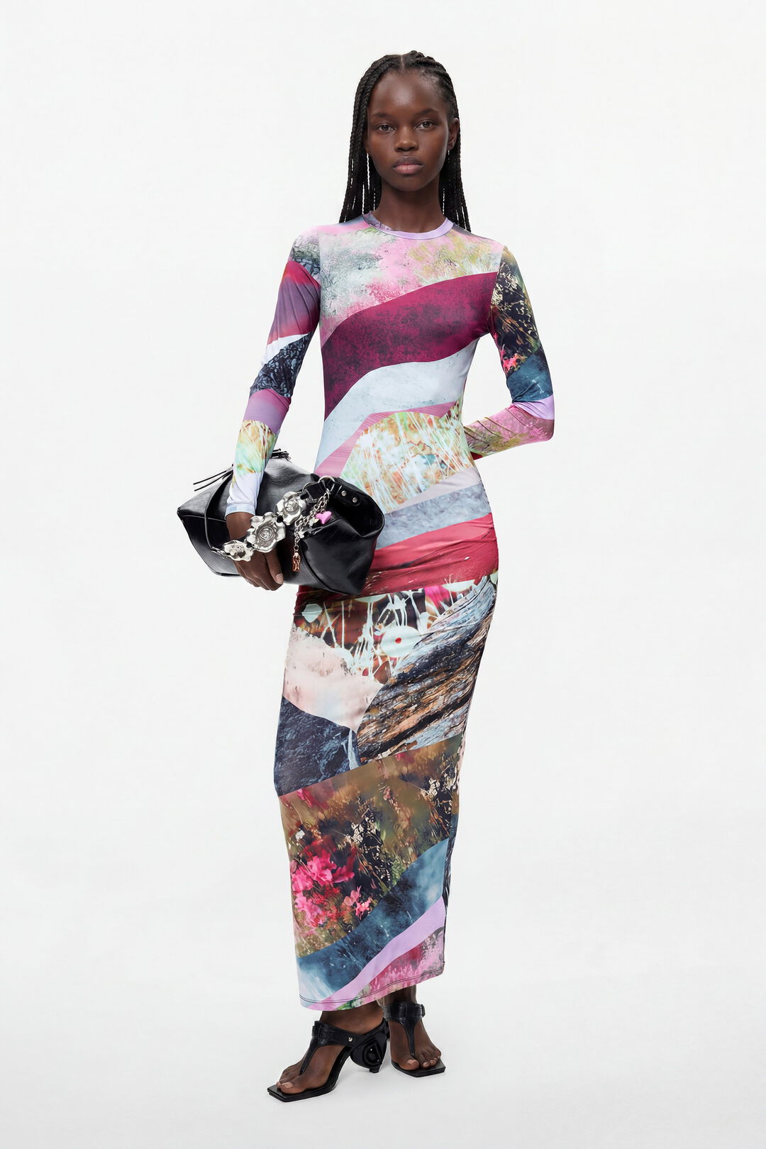 DESIGUAL LONG SLEEVE PRINTED DRESS