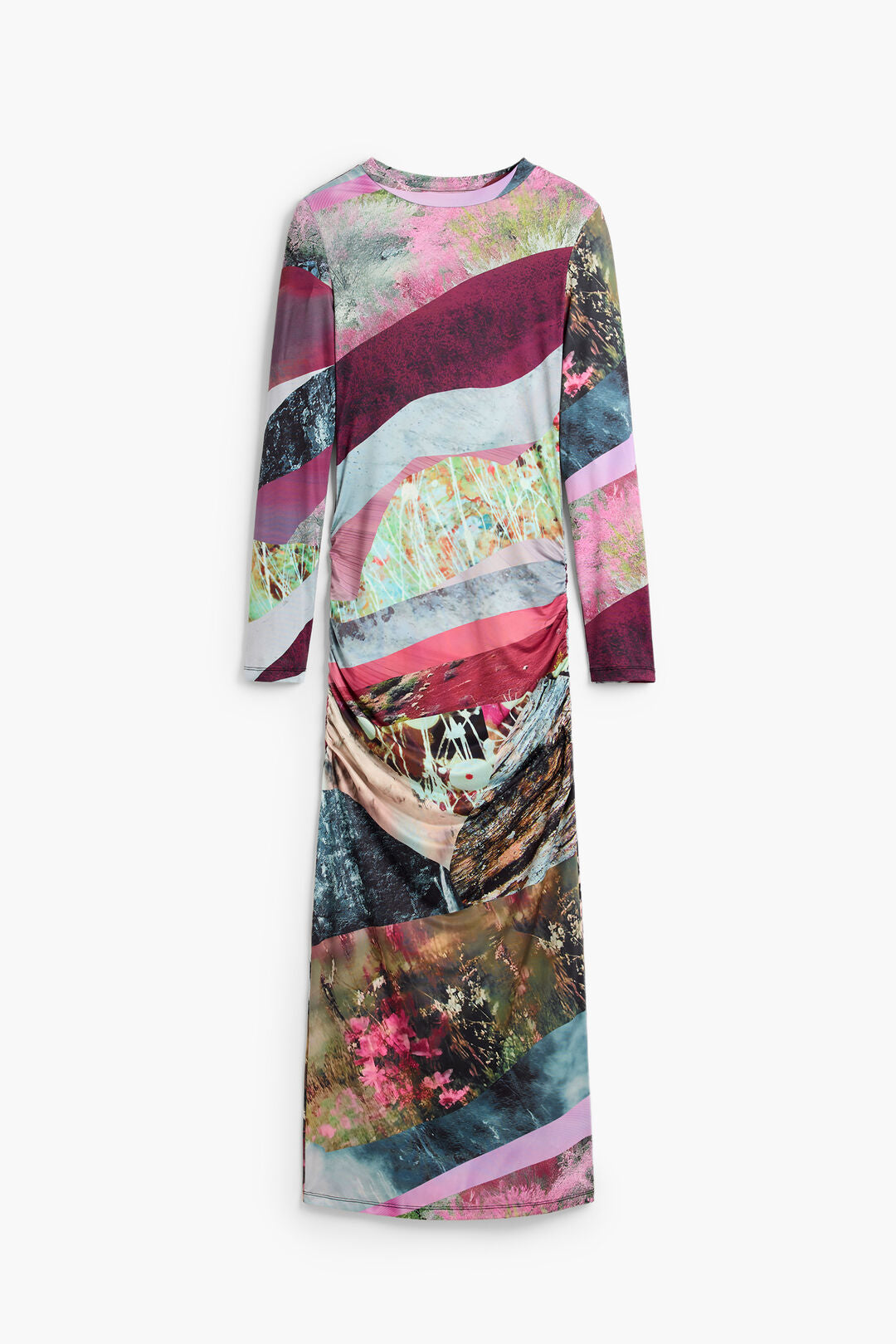 DESIGUAL LONG SLEEVE PRINTED DRESS