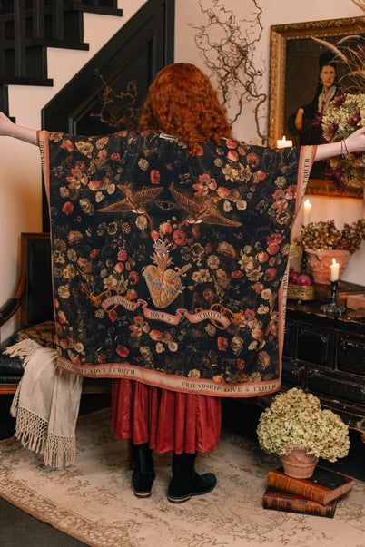 GODDESS STARDUSTER KIMONO | HEART of GOLD with SACRED HEART-Jackets & Sweaters-MARKET OF STARS-Coriander