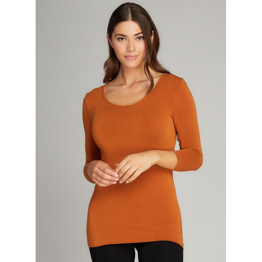 3/4 SCOOP NECK TOP-Top-CEST MOI-Coriander