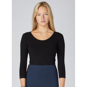 3/4 SCOOP NECK TOP-Top-CEST MOI-ONE SIZE-Black-Coriander