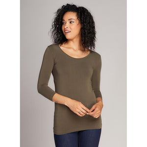 3/4 SCOOP NECK TOP-Top-CEST MOI-ONE SIZE-OLIVE-Coriander