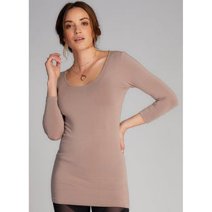 3/4 SCOOP NECK TOP-Top-CEST MOI-ONE SIZE-Taupe-Coriander