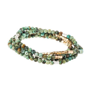 AFRICAN TURQUOISE STONE OF TRANSFORMATION WRAP BRACELET-Bracelet-SCOUT-Coriander