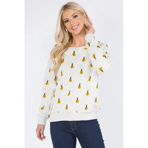 BEES ALL OVER SWEATSHIRT-Sweatshirt-SM WARDROBE-SMALL-Coriander