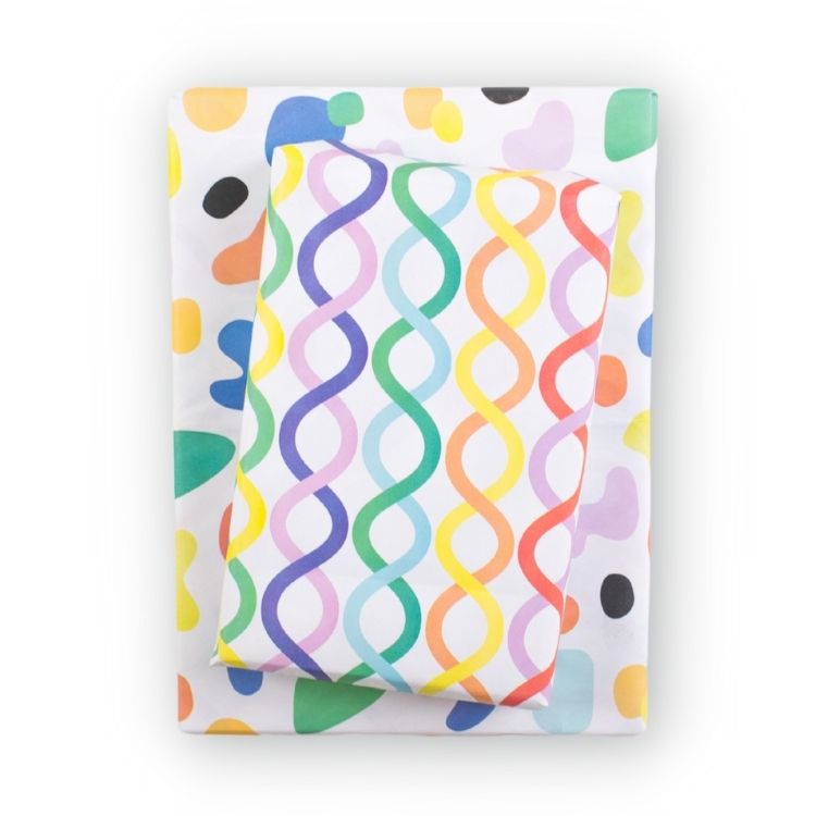 BLOBS & SPIRALS WRAPPING PAPER-Books & Stationery-WRAPPILY-Coriander