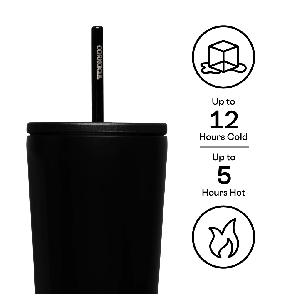 COLD CUP INSULATED TUMBLER WITH STRAW MATTE BLACK 24 OZ-Travel Mug-CORKCICLE-Coriander