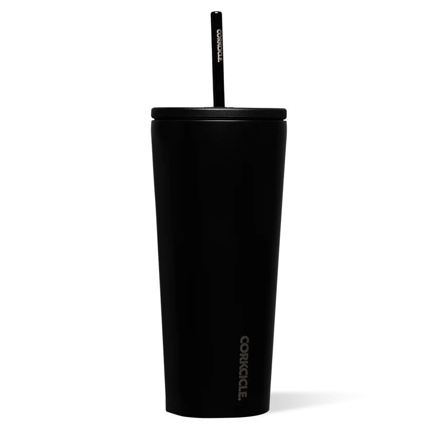COLD CUP INSULATED TUMBLER WITH STRAW MATTE BLACK 24 OZ-Travel Mug-CORKCICLE-Coriander