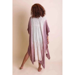 COTTON BOHEMIAN OMBRE KIMONO-Scarves & Wraps-LETO ACCESSORIES-Coriander