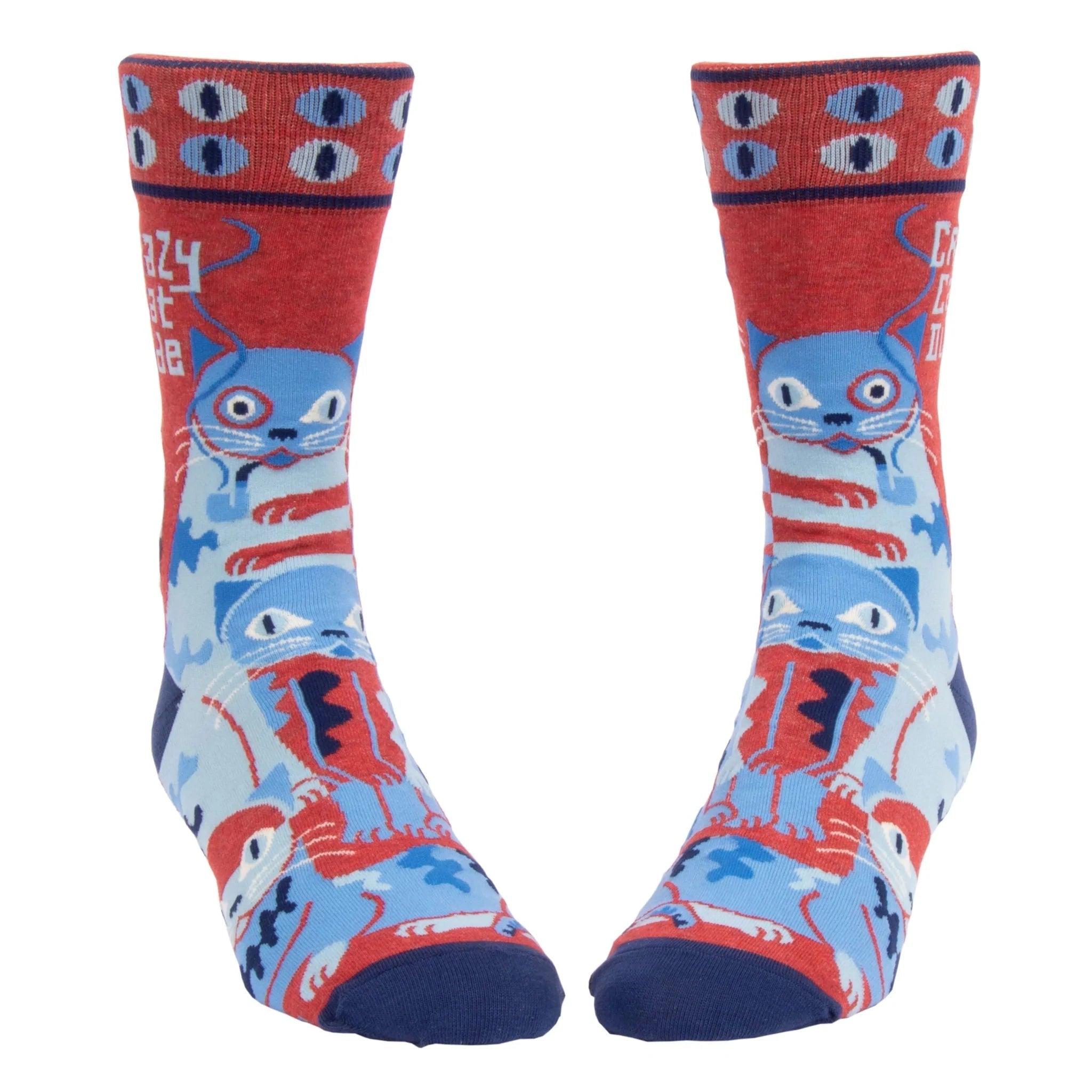 CRAZY CAT DUDE MEN'S SOCKS-Socks-BLUE Q-Coriander