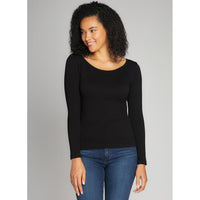 CREW NECK RIBBED TOP-Top-CEST MOI-ONE-Black-Coriander