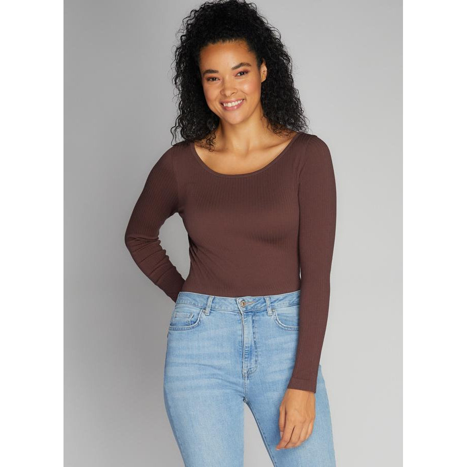 CREW NECK RIBBED TOP-Top-CEST MOI-ONE-Black-Coriander