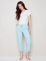 CRINKLE BENGALINE PULL-ON PANT-Pants-CHARLIE B-XSMALL-AZURE-Coriander