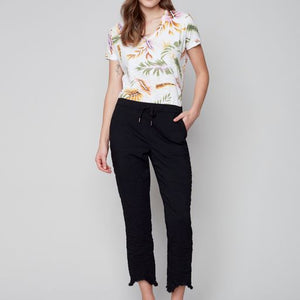 CRINKLE BENGALINE PULL-ON PANT-Pants-CHARLIE B-XSMALL-Black-Coriander