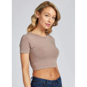 CROP TOP-Basic-CEST MOI-ONE SIZE-Taupe-Coriander