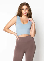 DEEP V RIB TOP-Top-CEST MOI-SMALL-MED-LIGHT BLUE-Coriander