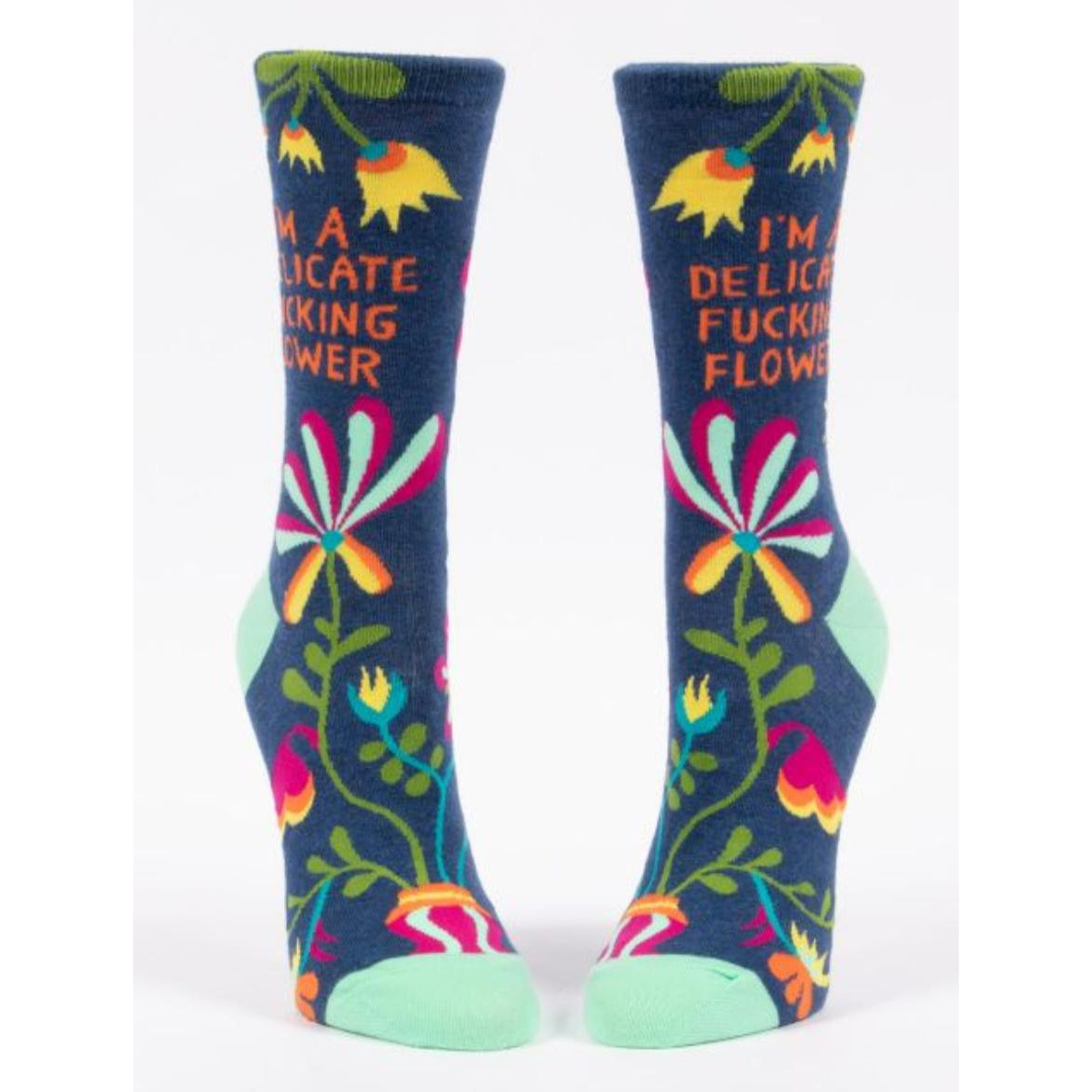 DELICATE F*CKING FLOWER SOCKS-Socks & Footwear-BLUE Q-Coriander