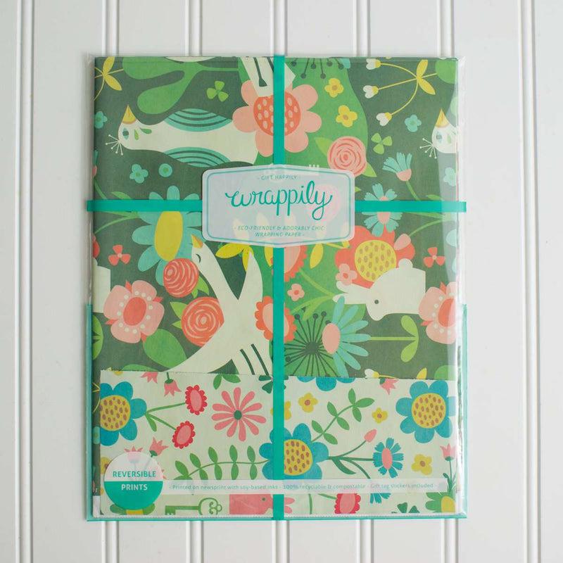 ENCHANTED GARDEN WRAPPING PAPER-Books & Stationery-WRAPPILY-Coriander