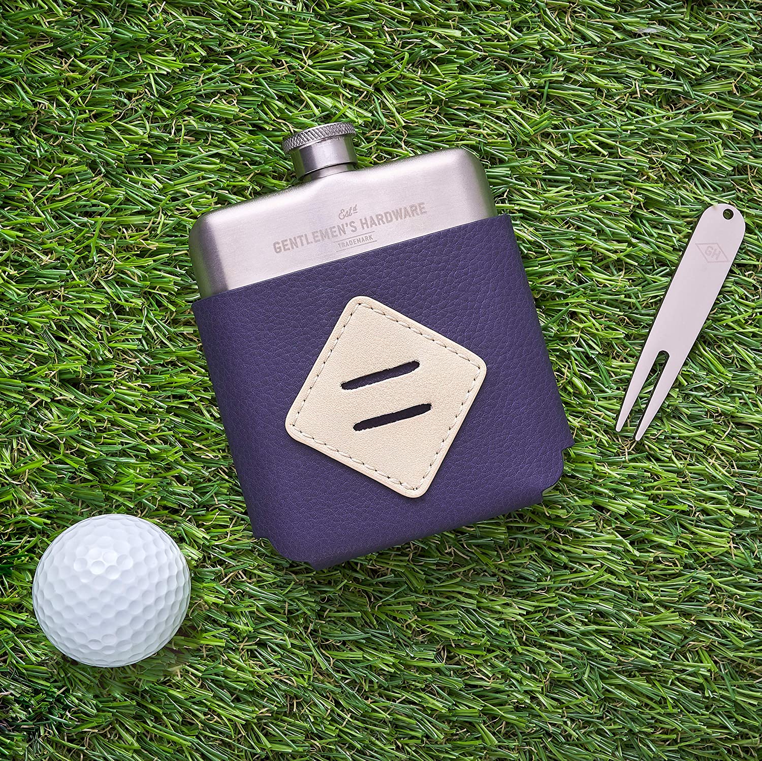 GOLFER HIP FLASK and DIVOT TOOL SET-Flask-GENTLEMENS HARDWARE-Coriander