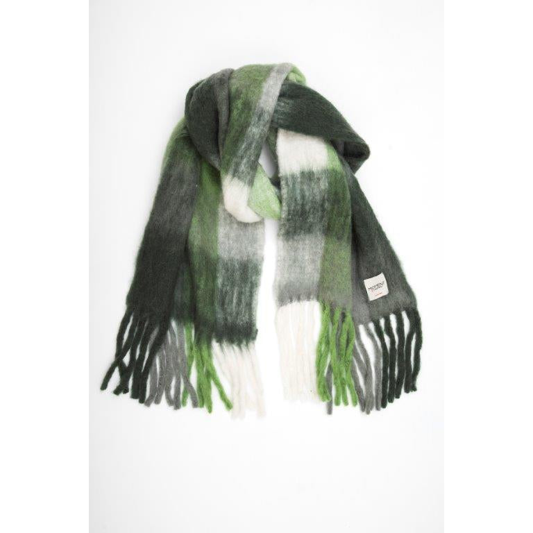 GREEN PLAID SCARF-Scarves & Wraps-MOMENT BY MOMENT-Coriander
