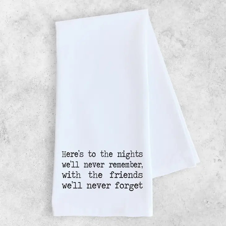 HERE'S TO THE NIGHTS TEA TOWEL-Tea Towel-DEV D & CO-Coriander