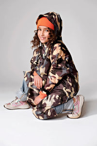 KIDS JUNGLE CAMO PONCHO-Raincoat-RAIN KISS-Coriander