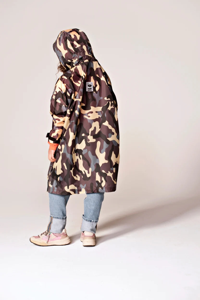 KIDS RAIN PONCHO | JUNGLE CAMO-Raincoat-RAIN KISS-Coriander
