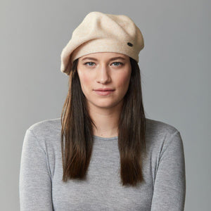 KNIT BERET-Hat-CANADIAN HAT-CREAM-Coriander