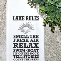 LAKE RULES TEA TOWEL-Eating Spaces-GEEZE LOUISE GOODS-Coriander