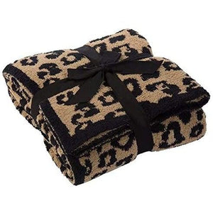 LEOPARD THROW BLANKET-Throw Blanket-THOMAS AND LEE COMPANY-GRAPHITE-Coriander