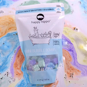 MINI BATH BOMBS-Self Care-HAPPY HIPPO-RAINBOW-Coriander