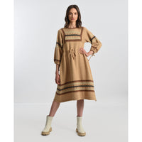 MOLLY BRACKEN 3/4 SLEEVE DRESS-Dress-MOLLY BRACKEN-LARGE-Beige-Coriander