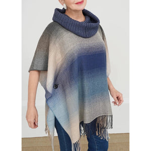 OMBRE COWL NECK PONCHO-Poncho-V. FRAAS-Coriander