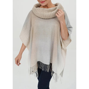 OMBRE COWL NECK PONCHO-Poncho-V. FRAAS-Coriander