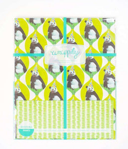 PANDA WRAPPING PAPER-Gift Wrap-WRAPPILY-Coriander