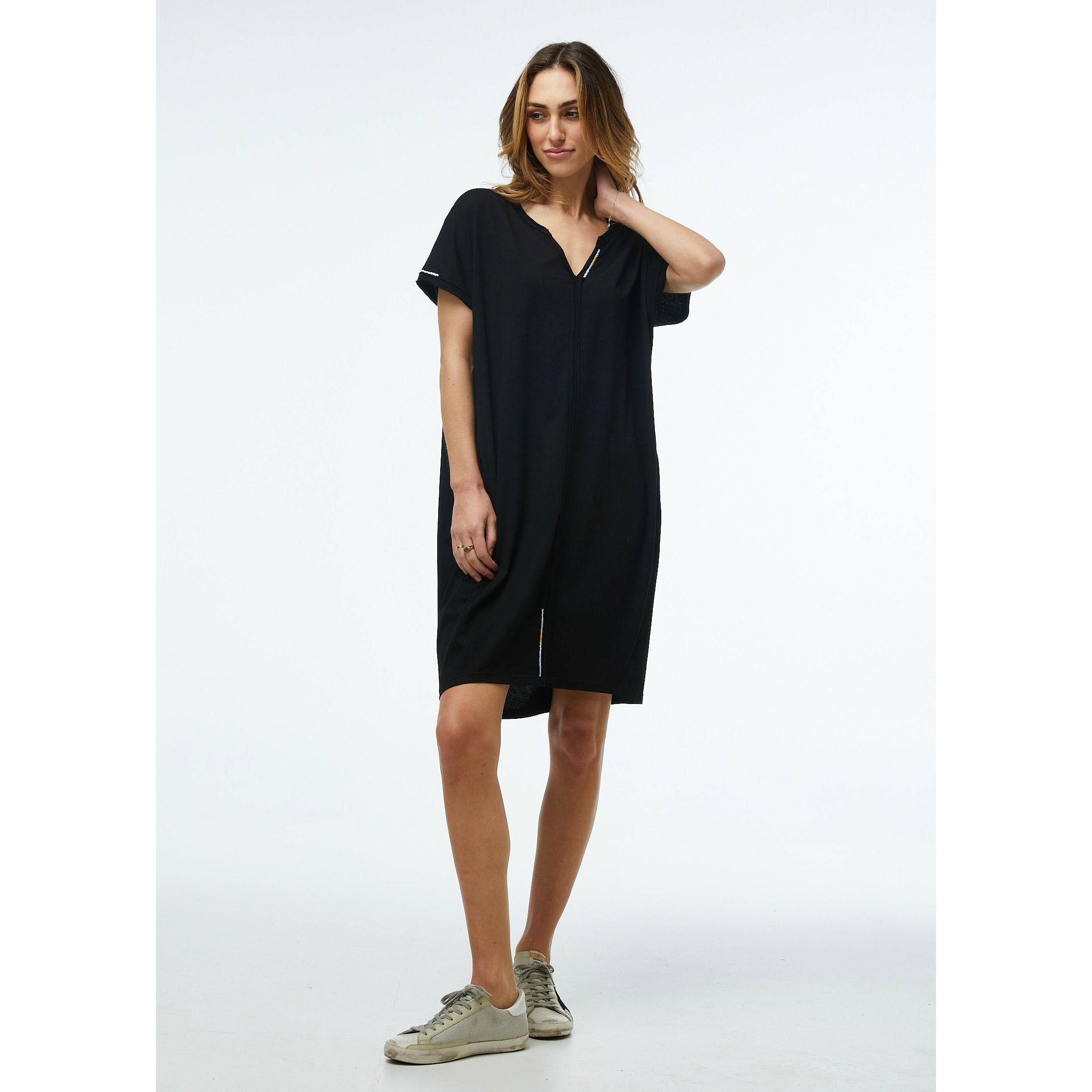 RAW EDGE T DRESS-Dress-ZAKET & PLOVER-XSMALL-BLACK-Coriander