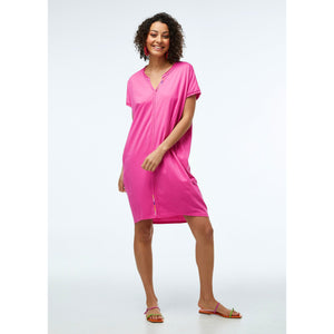 RAW EDGE T DRESS-Dress-ZAKET & PLOVER-XSMALL-HOT PINK-Coriander