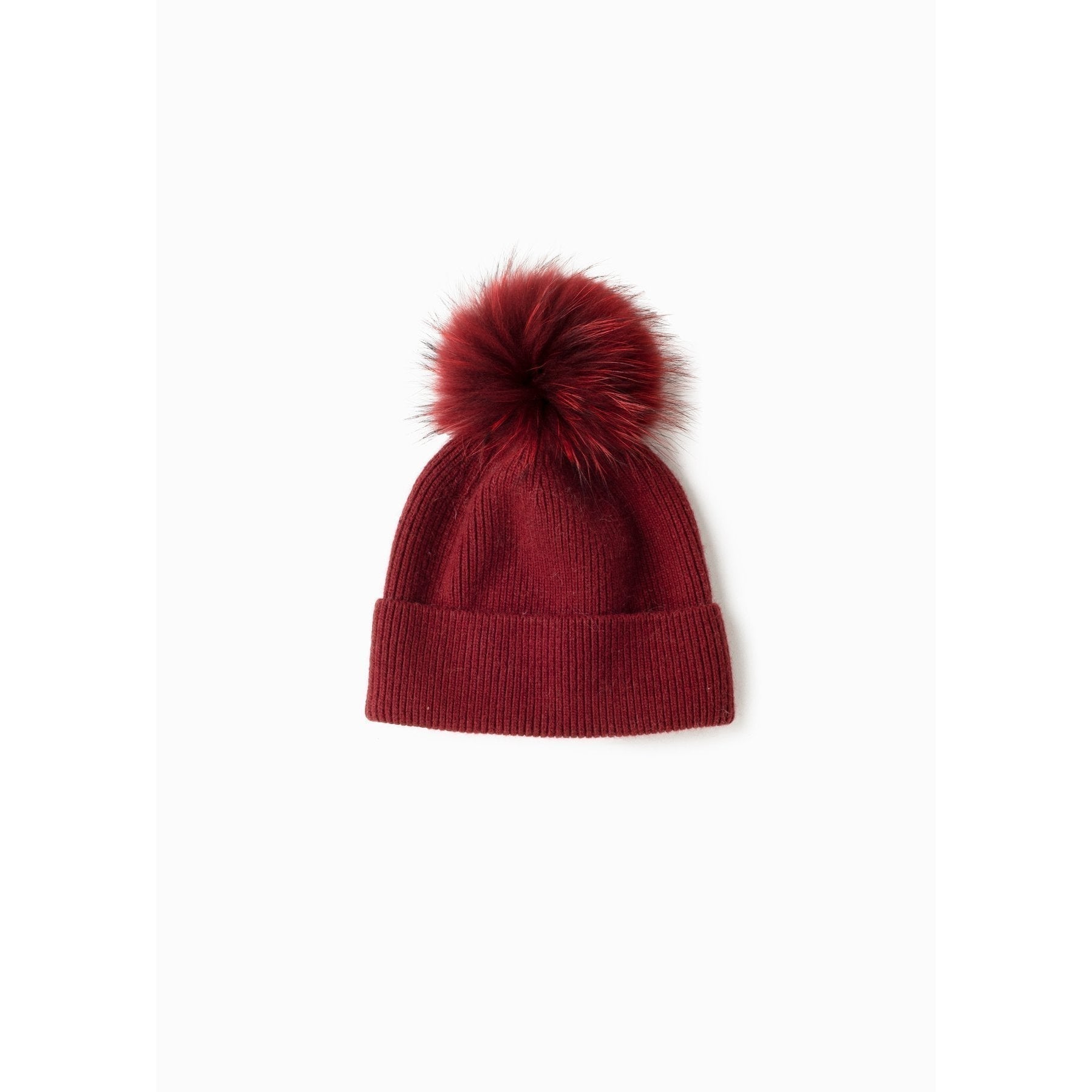 RIBBED POM POM BEANIE-Hat-LOOK BY M-BURGUNDY-Coriander