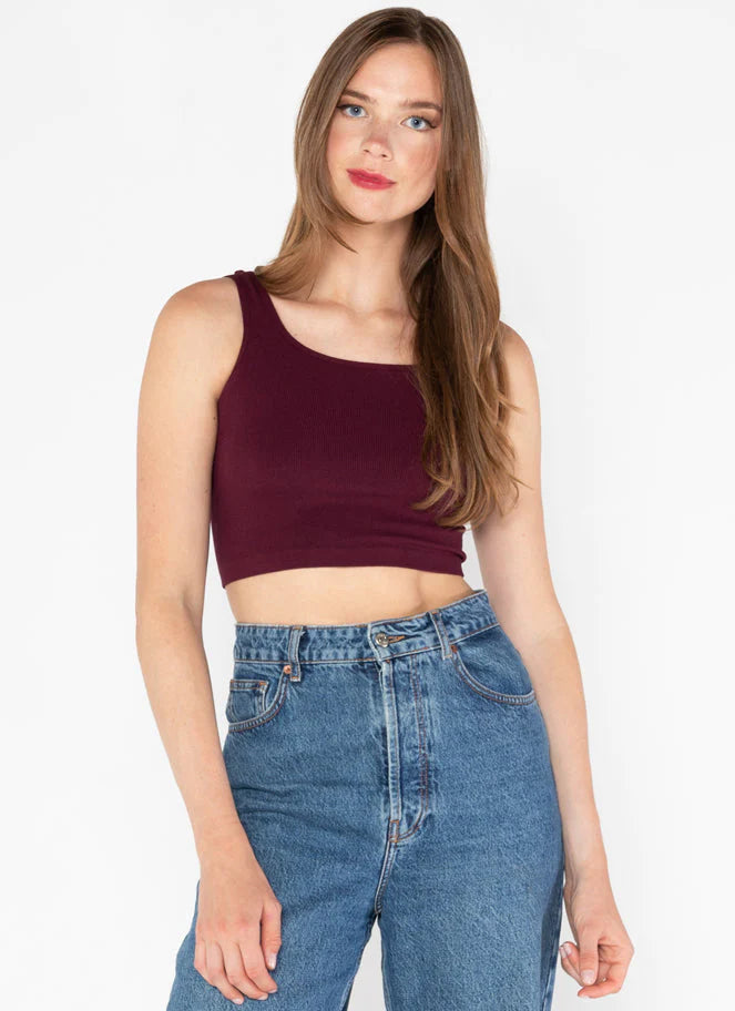 RIBBED SQUARE NECK TANK-Basic-CEST MOI-ONE-Bordeaux-Coriander