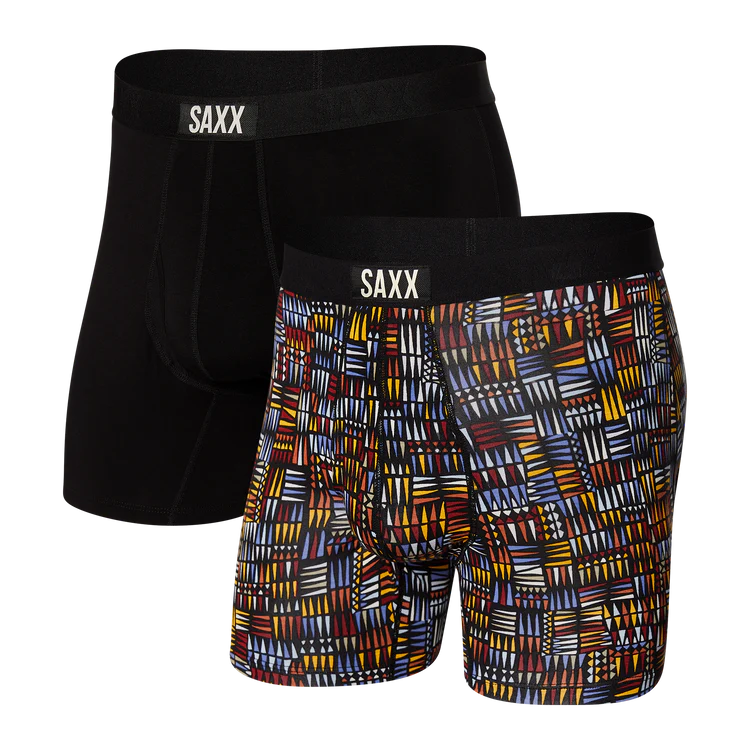 SAXX ULTRA BOXER DESERT GRID/BLACK 2 PACK-Underwear-SAXX-Coriander