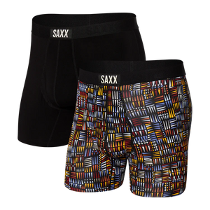 SAXX ULTRA BOXER DESERT GRID/BLACK 2 PACK-Underwear-SAXX-Coriander