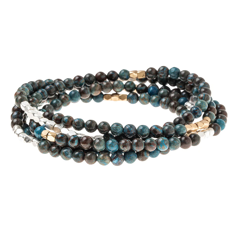 SCOUT BRACELET WRAP STONES-Jewellery-SCOUT-BLUE JASPER-GOLD-SIL-Coriander