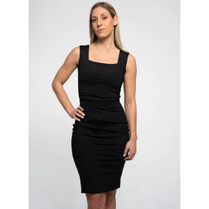 SQUARE NECK DRESS-Dress-BLACK TABLE APPAREL-XSMALL-Black-Coriander