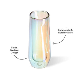 STEMLESS FLUTE GLASS SET (2) PRISM-Glassware-CORKCICLE-Coriander