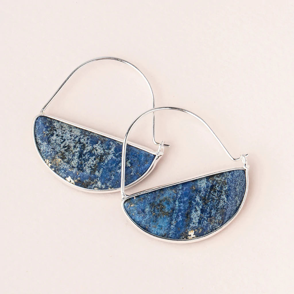 STONE PRISM HOOP EARRINGS-Earring-SCOUT-LAPIS-SILVER-Coriander